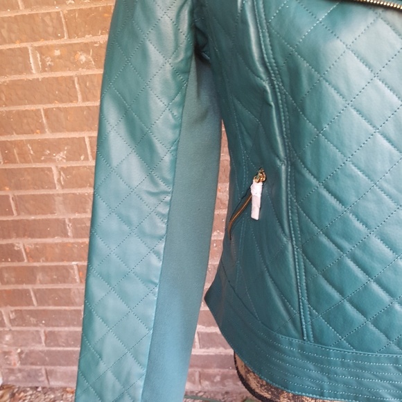 IMANgenuine leather teal green jacket Size S - Picture 4 of 14